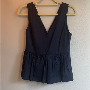 J Crew Sleeveless Peplum Top Navy